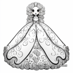 Intricate Puffy Sleeve Ball Gown Dress Coloring Pages 2