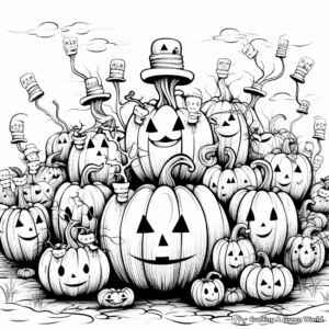 Intricate Pumpkin Patch Coloring Pages for Adults 1