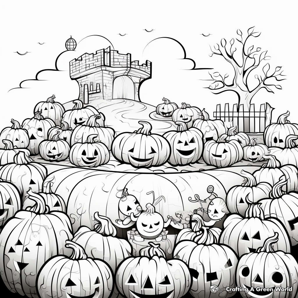 Intricate Pumpkin Patch Coloring Pages for Adults 2