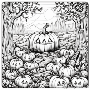 Intricate Pumpkin Patch Coloring Pages for Adults 3