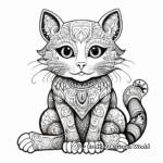 Intricate Rainbow Cat Art Coloring Pages 1