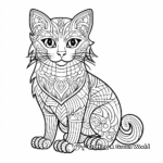 Intricate Rainbow Cat Art Coloring Pages 3