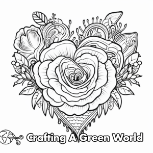 Rose Heart Coloring Pages - Free &amp; Printable!