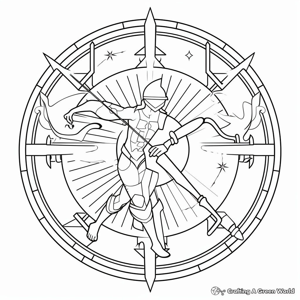 Intricate Sagittarius Symbol Design Coloring Pages 3