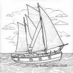 Intricate Sailboat At Sunset Coloring Pages 4