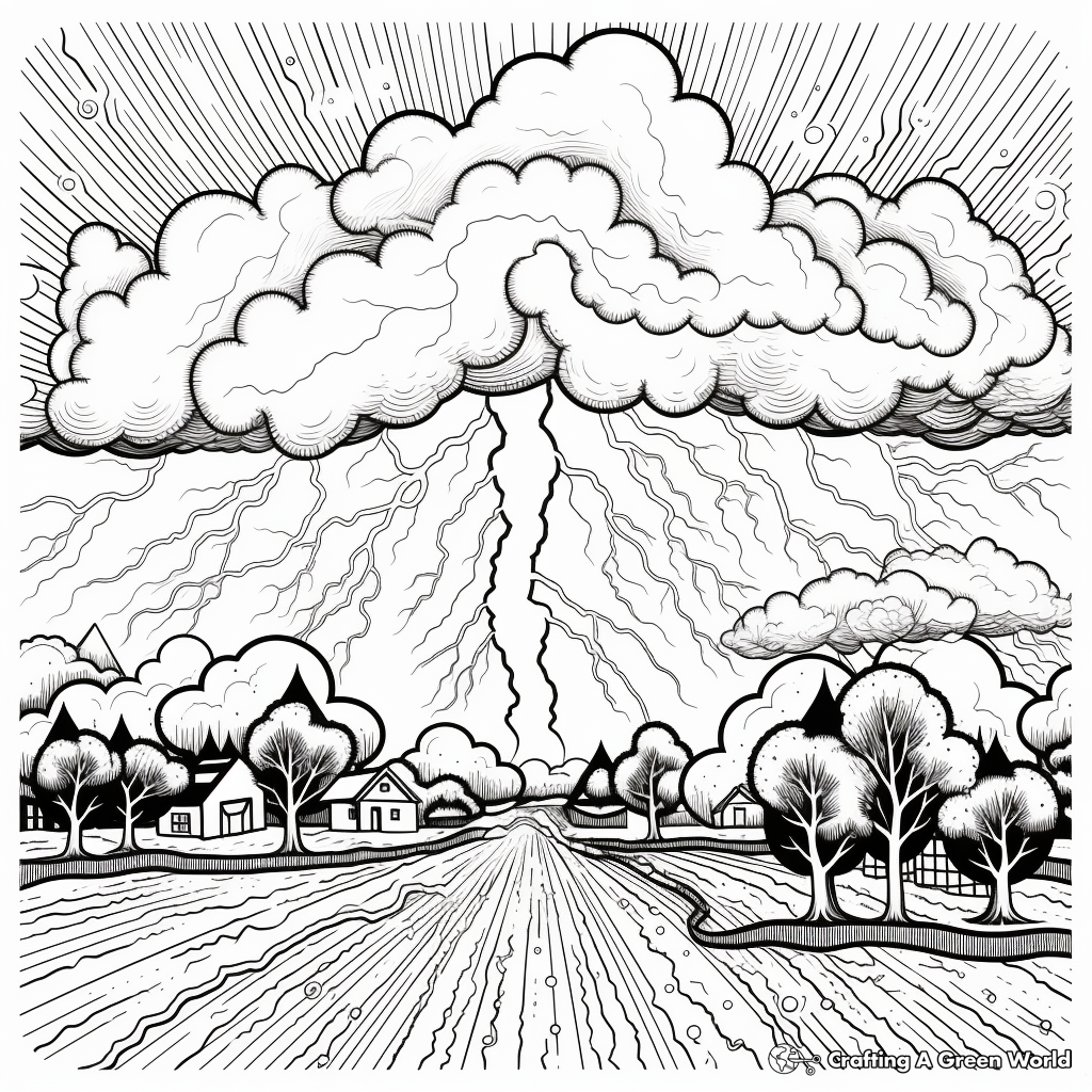 Intricate Thunder and Lightning Storm Coloring Pages 1
