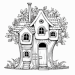 Intricate Tree Trunk Bird House Coloring Pages 1