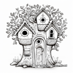 Intricate Tree Trunk Bird House Coloring Pages 2