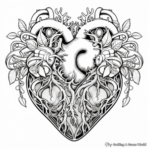 Intricate Valentine's Day Lace Heart Coloring Pages 1