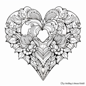 Intricate Valentine's Day Lace Heart Coloring Pages 3