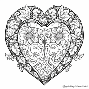 Intricate Valentine's Day Lace Heart Coloring Pages 4