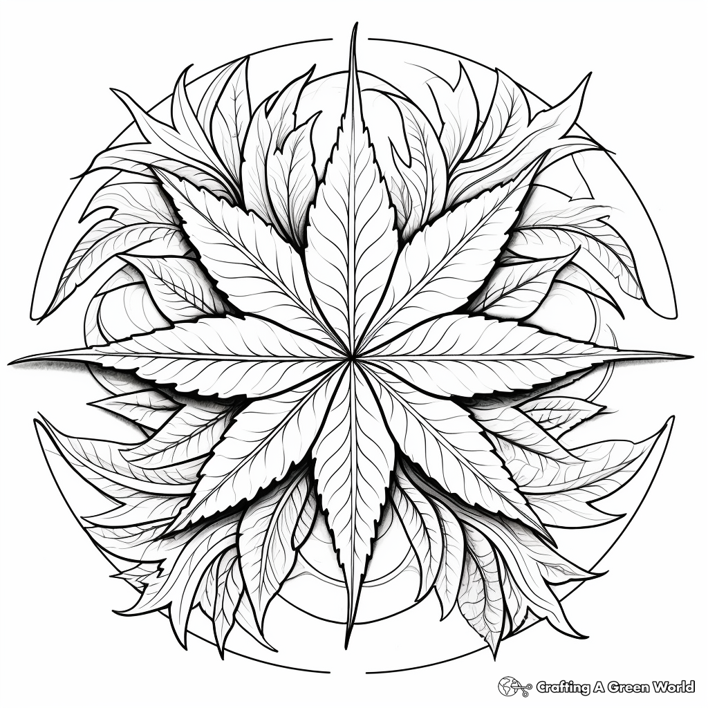 Intricate Weed-Themed Mandala Coloring Pages 3