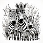 Intricate Zebra Family Coloring Pages 2