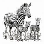 Intricate Zebra Family Coloring Pages 3