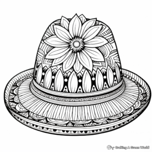 Intricately-Designed Sombrero Coloring Pages for Adults 1