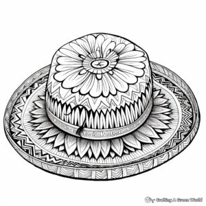 Intricately-Designed Sombrero Coloring Pages for Adults 2