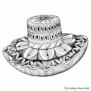Intricately-Designed Sombrero Coloring Pages for Adults 3