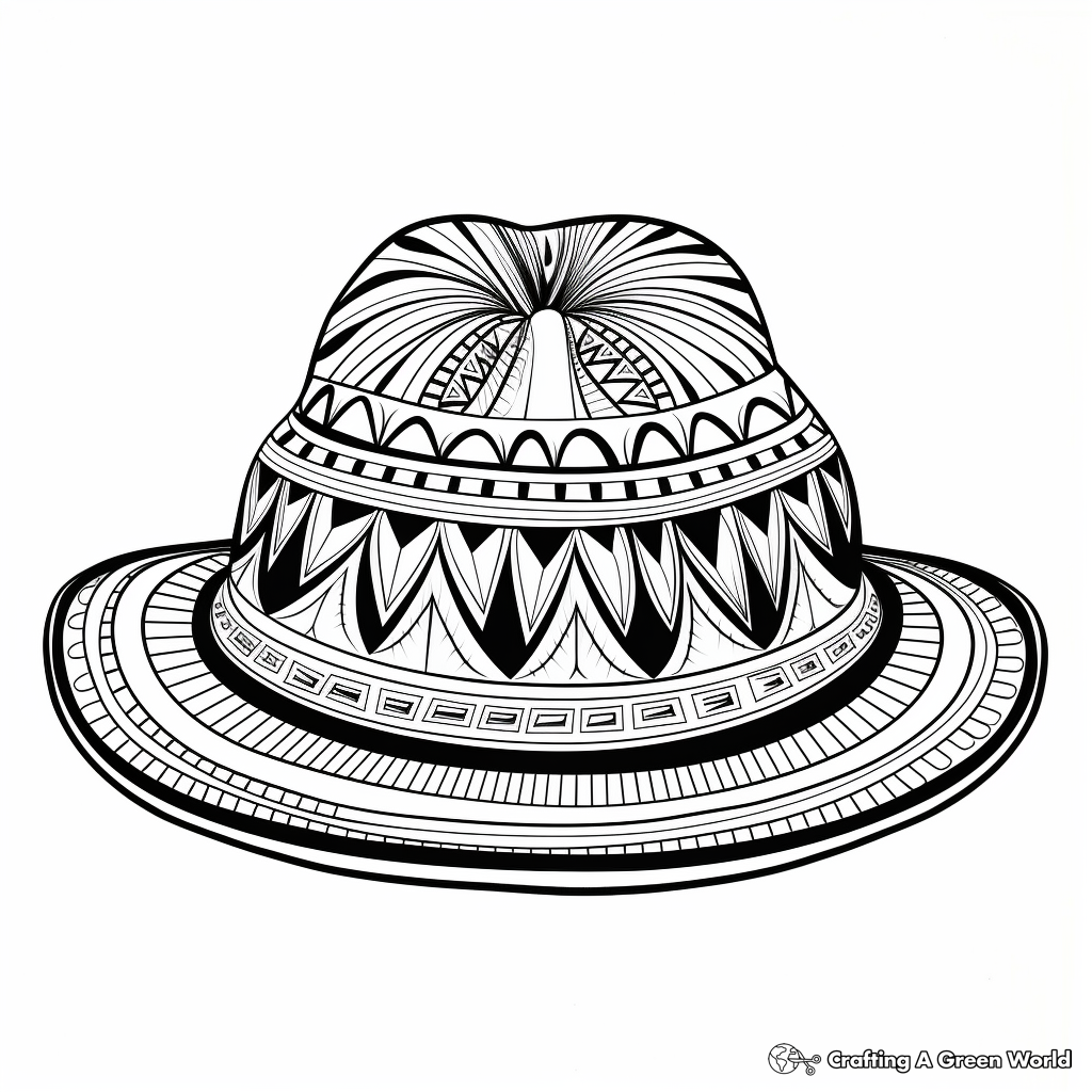 Intricately-Designed Sombrero Coloring Pages for Adults 4