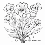 Iris Flower and Heart Valentine Coloring Pages 4