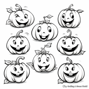Jack o Lantern Faces Coloring Pages for Children 1