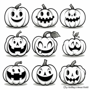 Jack o Lantern Faces Coloring Pages for Children 2