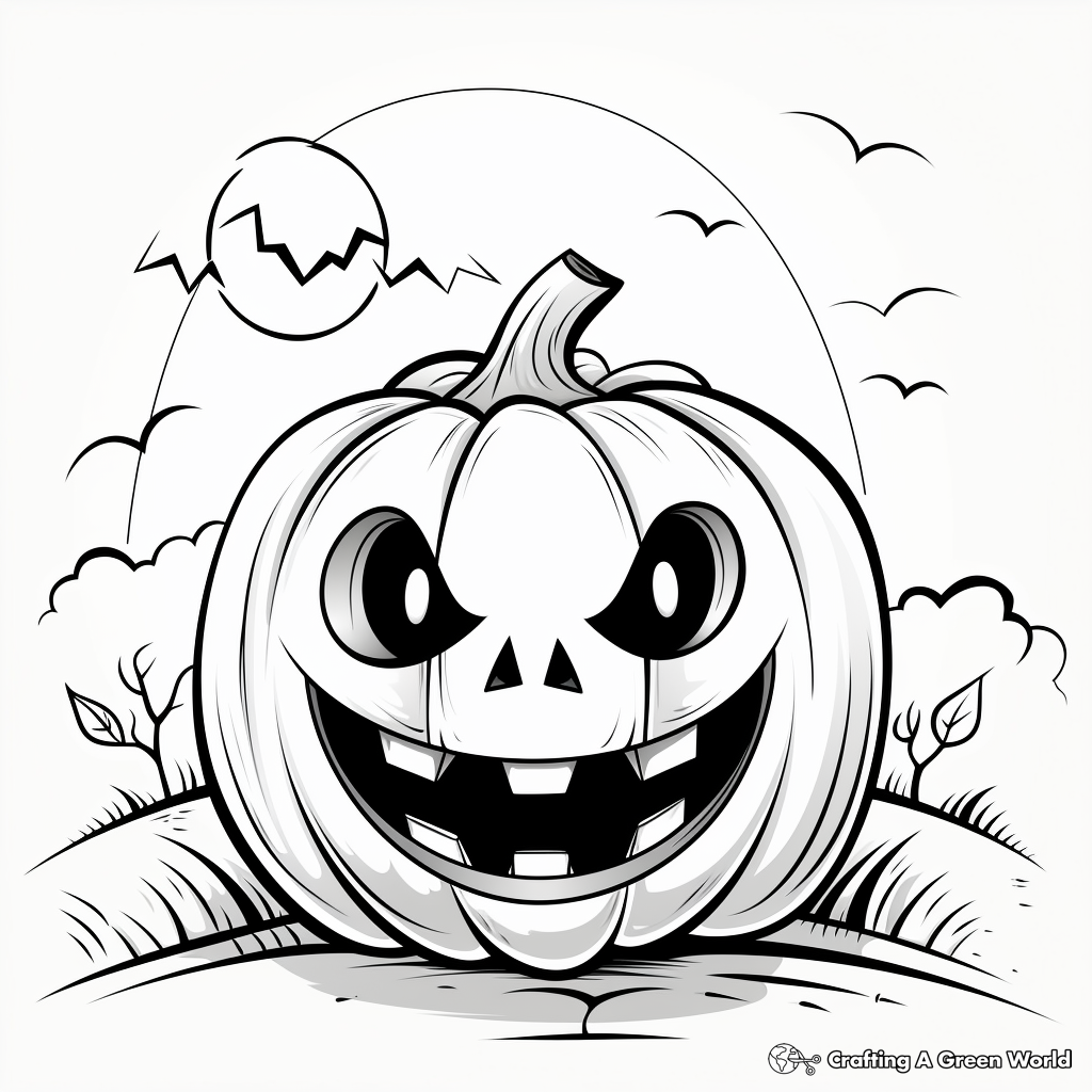 Jack o Lantern in the Night: Night-Scene Coloring Pages 2