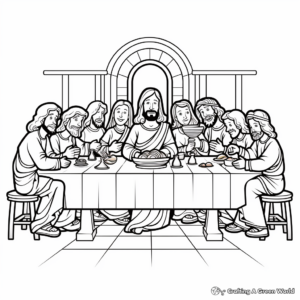 Jesus and His Apostles: Last Supper Coloring Pages 1