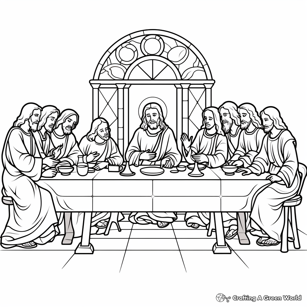 Jesus and His Apostles: Last Supper Coloring Pages 2