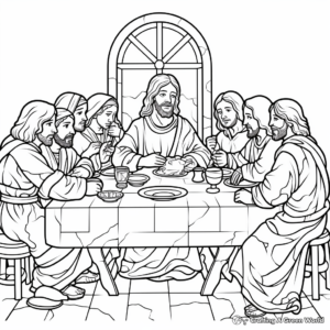 Jesus and His Apostles: Last Supper Coloring Pages 3