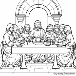 Jesus and His Apostles: Last Supper Coloring Pages 4