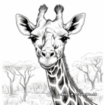 Journey Into the Wild with Giraffe Face Coloring Pages 1