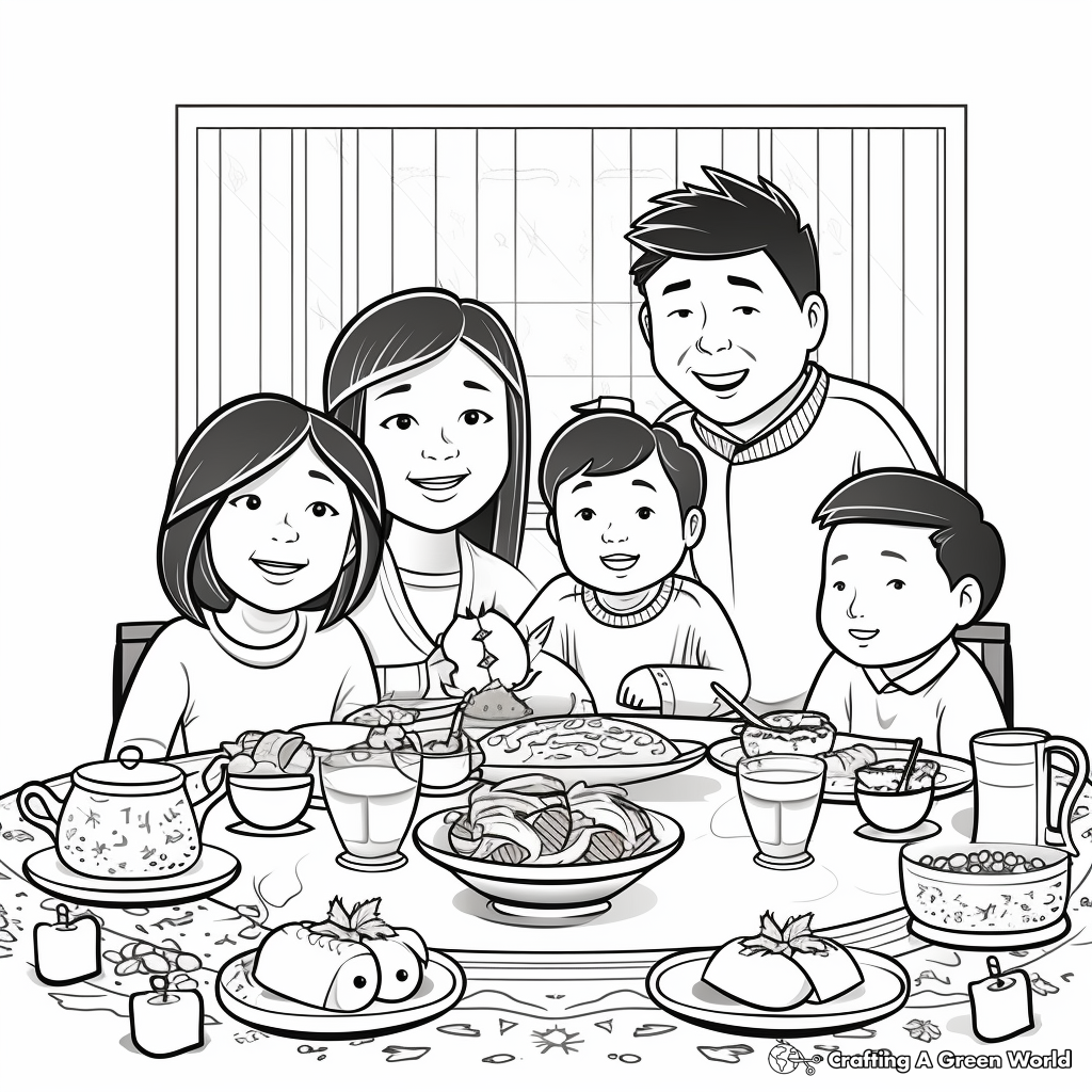 Joyful Family Reunion Dinner 2023 Coloring Pages 1