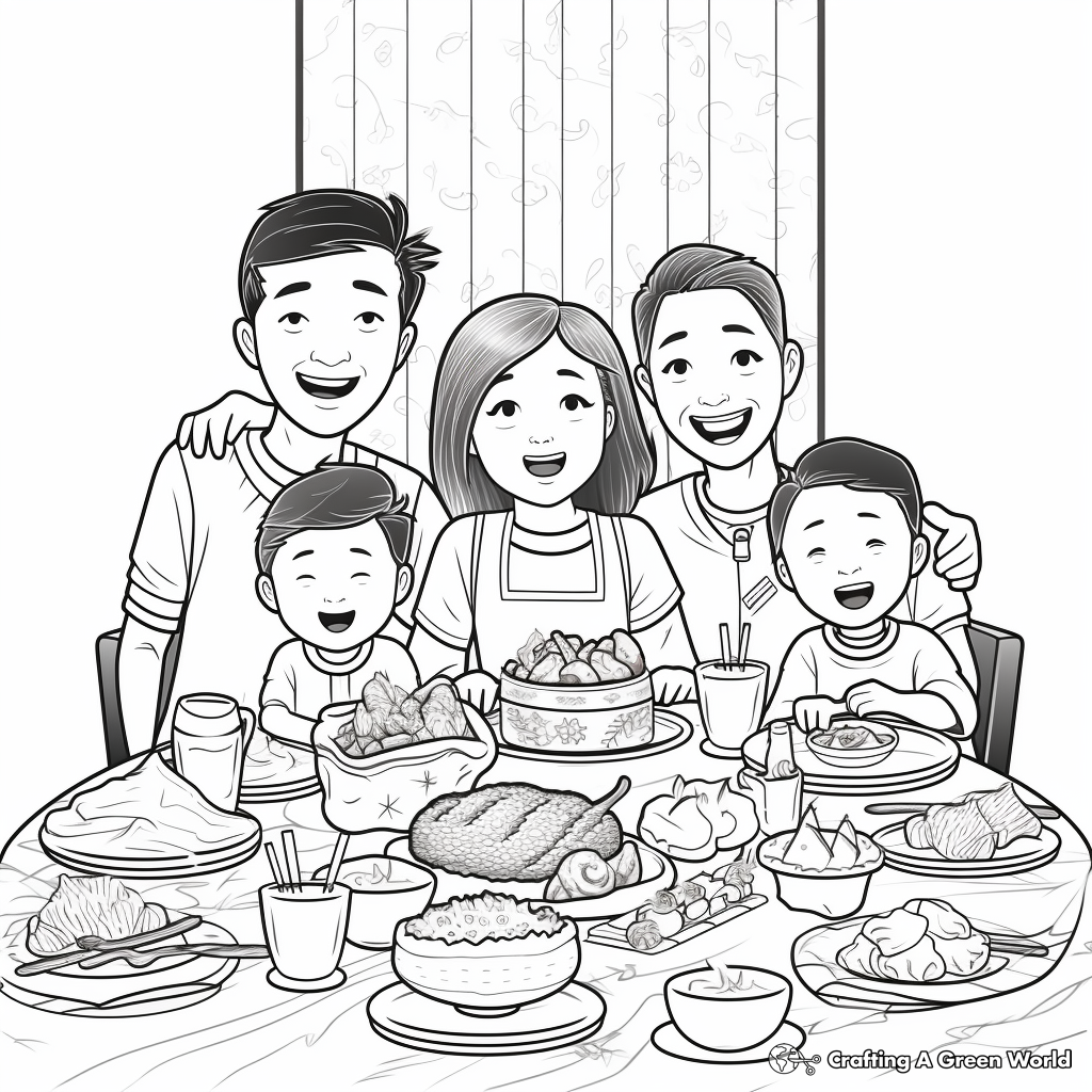 Joyful Family Reunion Dinner 2023 Coloring Pages 3