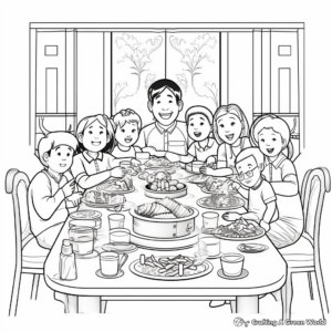 Joyful Family Reunion Dinner 2023 Coloring Pages 4