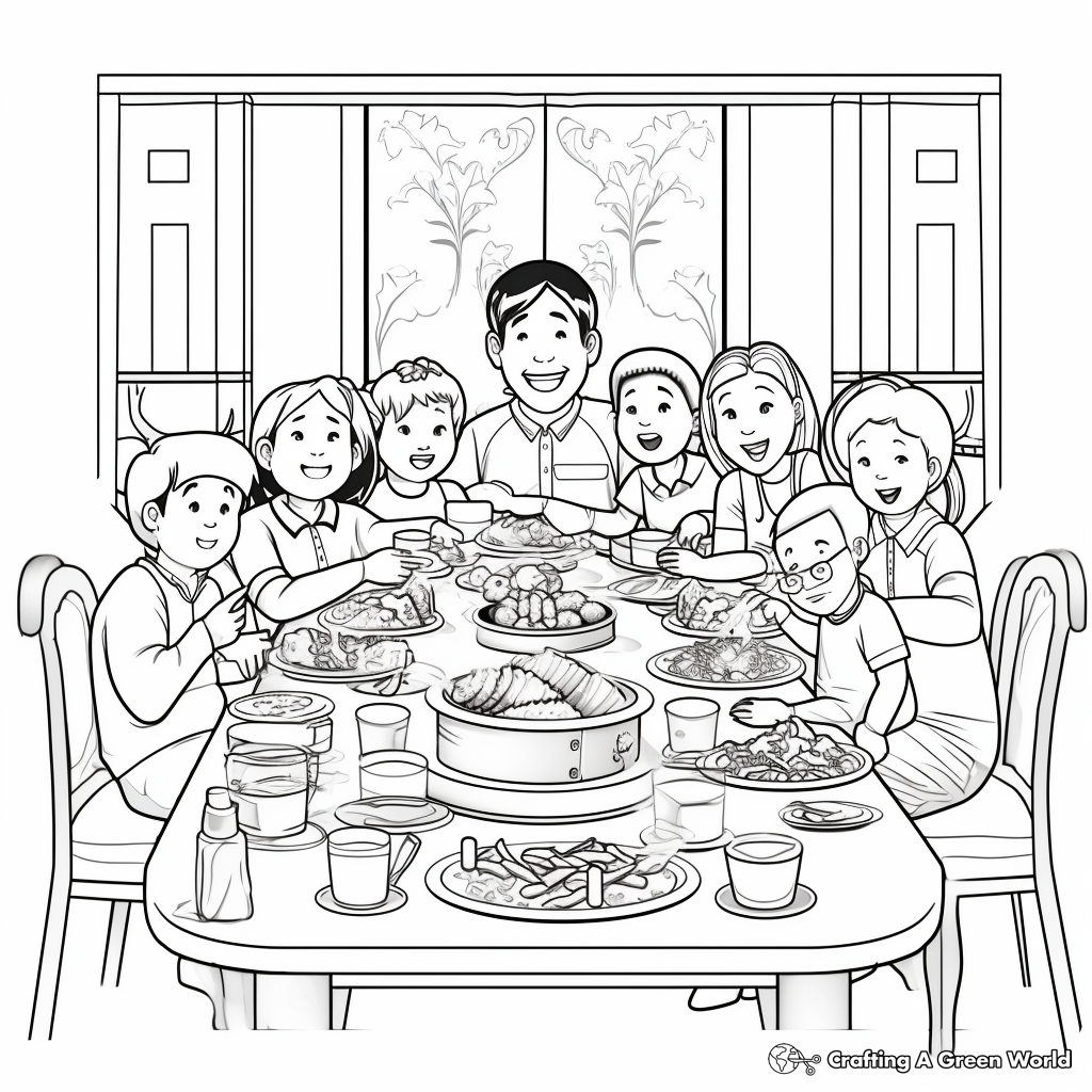 Joyful Family Reunion Dinner 2023 Coloring Pages 4