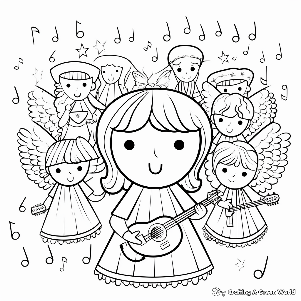 Joyous Angel Chorus Coloring Pages 1