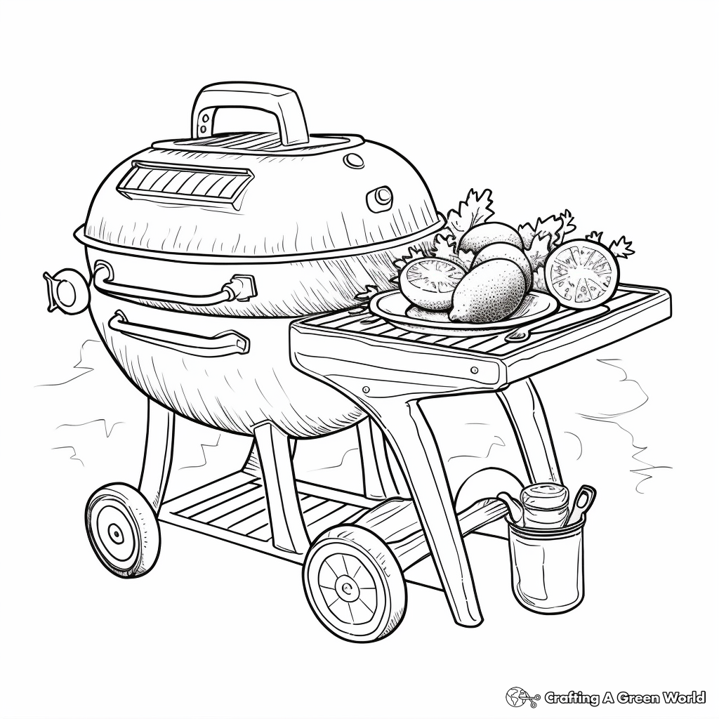Juicy Barbecue Grill Coloring Pages for Foodies 1