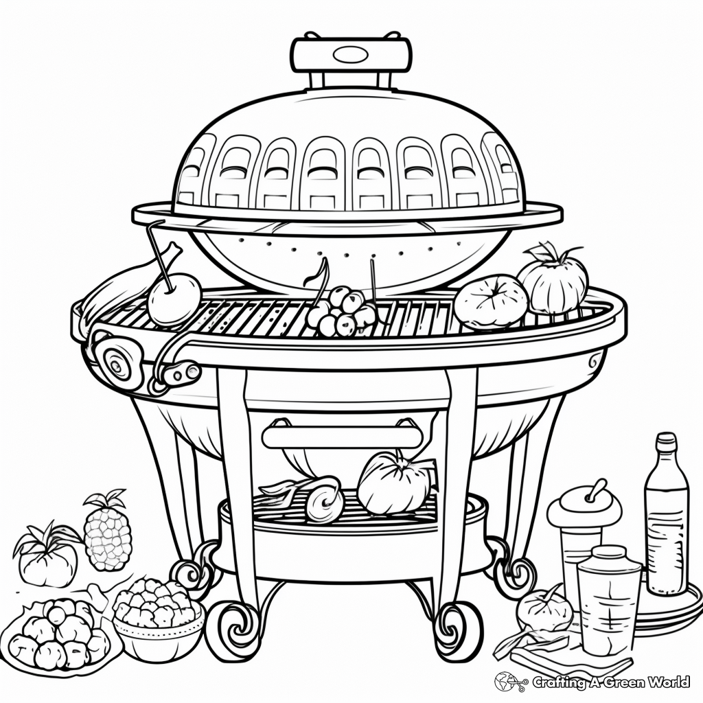 Juicy Barbecue Grill Coloring Pages for Foodies 4