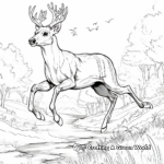 Jumping White Tailed Deer Action Scene Coloring Page 2