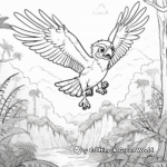 Jungle backdrop with Harpy Eagle in Flight Coloring Pages 1