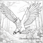 Jungle backdrop with Harpy Eagle in Flight Coloring Pages 4