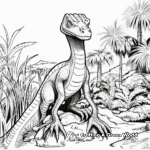 Jurassic Era: Dilophosaurus and Scenery Coloring Pages 1