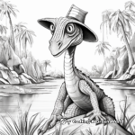 Jurassic Era: Dilophosaurus and Scenery Coloring Pages 2