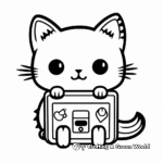 Kawaii Cat and Polaroid Camera Coloring Page 1