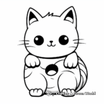 Kawaii Cat in a Doughnut Coloring Page 1