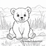 Kid-Friendly Bear Cub Playing Coloring Pages 1