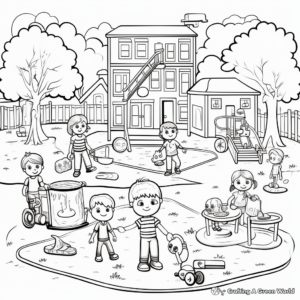 Kid-Friendly Busy Schoolyard Coloring Pages 2