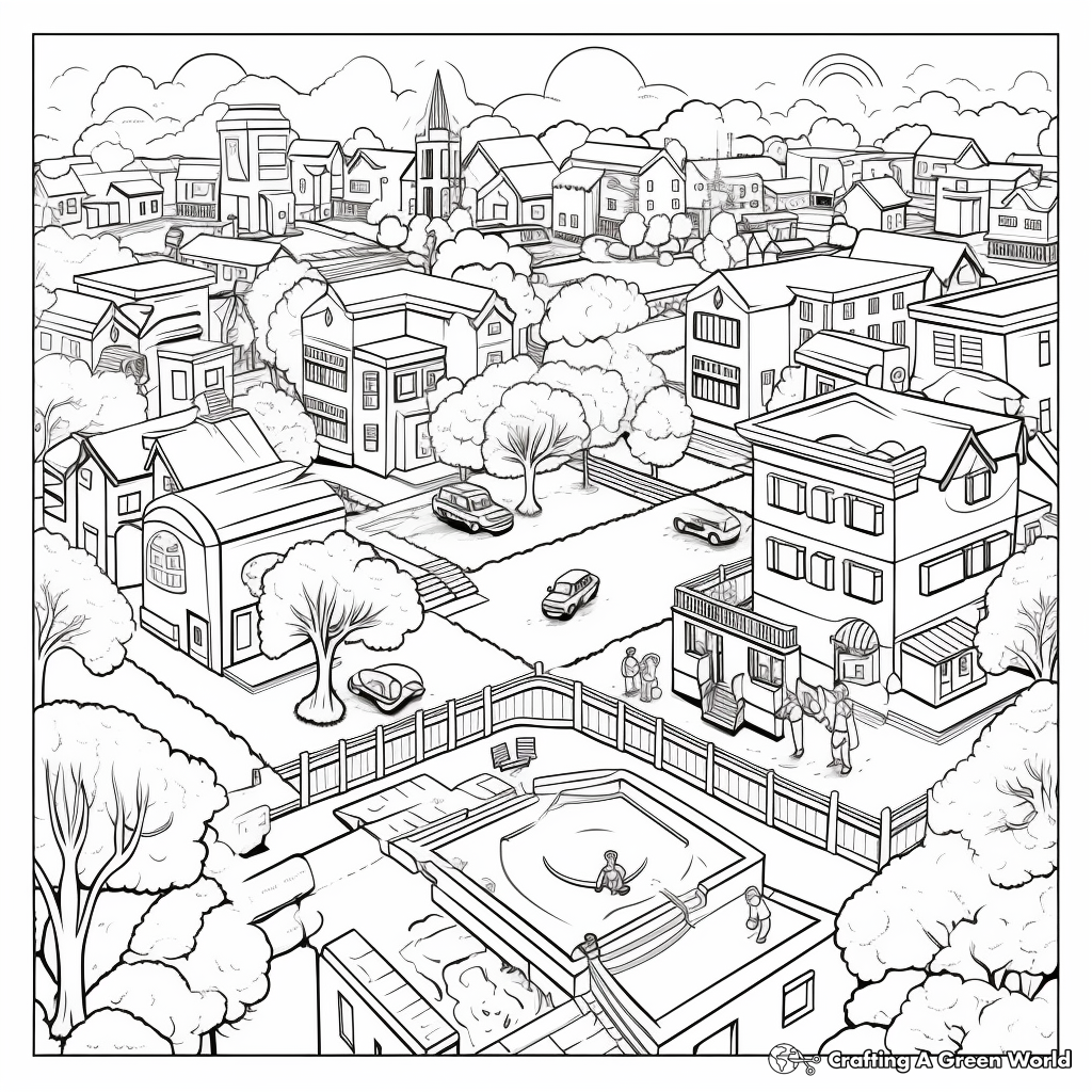 Kid-Friendly Busy Schoolyard Coloring Pages 3