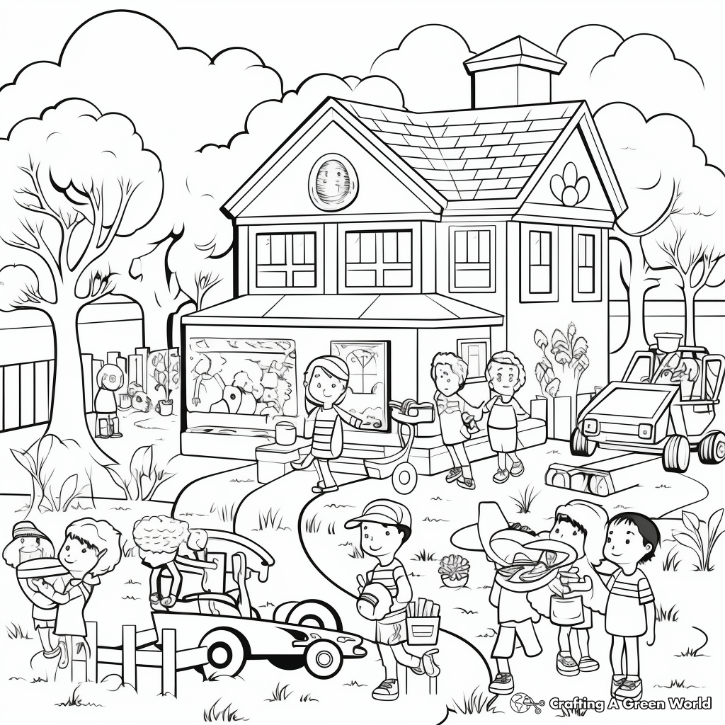 Kid-Friendly Busy Schoolyard Coloring Pages 4