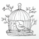 Kid-friendly Canary in Bird Cage Coloring Pages 1